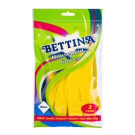Bettina 2 Pairs Yellow Rubber Gloves - Small