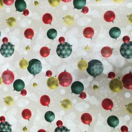 Christmas Bauble Beige Oilcloth / Tablecloth