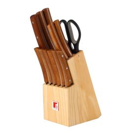 Bergner 13pc Natural Wood Knife Block Set