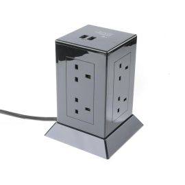 4 USB + 8 x 13 Amp Power Hub - Black
