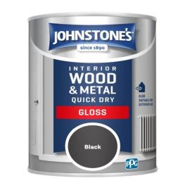 Johnstones Quick Dry Black Gloss Paint - 750ml