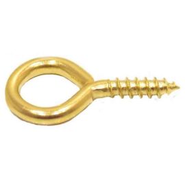 19mm x 2mm Electro Brassed Picture Screw Eyes - (Each)