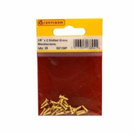 3/8" x 2 SC Slotted Brass Woodscrews with Countersunk Head - Pack of 25