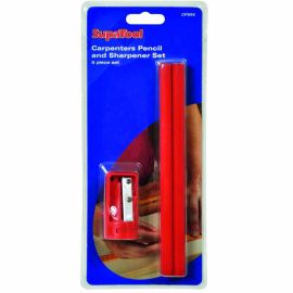 SupaTool 5pc Carpenters Pencils and Sharpener Set