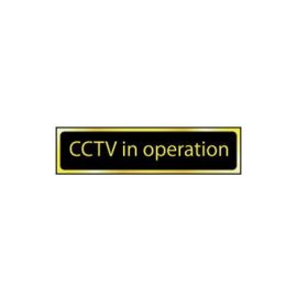 200mm x 50mm Polished Brass Effect CCTV -  Sign