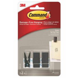 Command™ Picture Hanging Hooks - 3 Slate Spring Clips