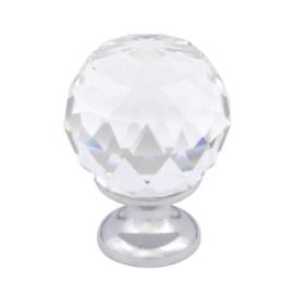 Crystal Kitchen Cabinet Drawer Knob With Chrome Base - 40mm
