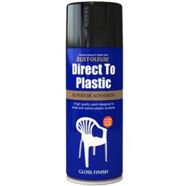 Rust-Oleum Direct To Plastic Black Gloss Spray Paint - 400ml