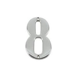 Polished Chrome Face Fixing Numeral - 8