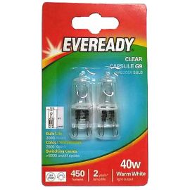 Eveready G9 33W Clear Halogen Capsule Light Bulb - Pack of 2
