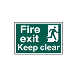 Fire exit Keep clear sign - PVC (300 x 200mm)