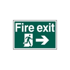 Green PVC Scripted Fire Exit Sign - Direction Pointing Right - 300mmx200mm