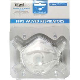 Glenwear FFP3 Valved Respirator Dust Mask - Pack Of 3