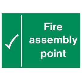 Green PVC Scripted Fire Assembly Point Sign - 300mmx200mm