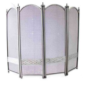 De Vielle Heritage Celtic Collection 4 Fold Fire Screen - Pewter