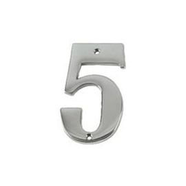 Polished Chrome Face Fixing Numeral - 5