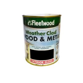 Fleetwood Weather Clad Wood & Metal Exterior Gloss Paint - Black 750ml