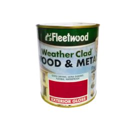 Fleetwood Weather Clad Wood & Metal Exterior Gloss Paint - Signal Red 750ml