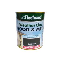 Fleetwood Weather Clad Wood & Metal Exterior Gloss Paint - Slate Grey 750ml