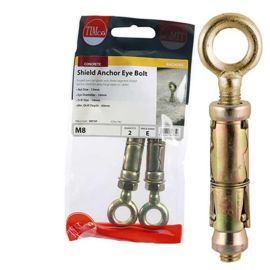 Timco M8 ZYP Shield Anchor Eye Bolts - Pack Of 2