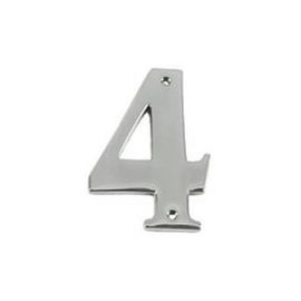 Polished Chrome Face Fixing Numeral - 4