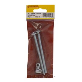 M6 x 100mm Furniture Bolts & Nuts - Pack of 2