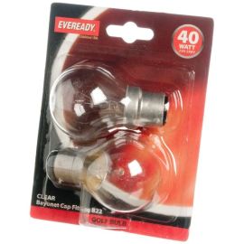 Eveready 40W Incandescent Clear Golf Ball BC Light Bulb - 2 Pack