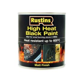 Rustins High Heat Matt Black Paint - 500ml