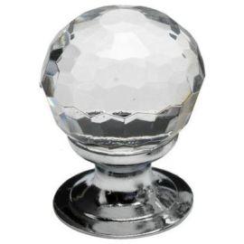 30mm Clear Glass Faceded Knobs Pack of 2