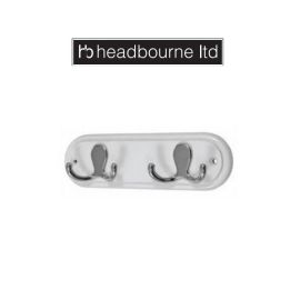 Headbourne White Wooden and Steel 2 Double Hook Rail