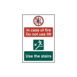 In case of fire Do not use lift Use the stairs - PVC Sign (200 x 300mm)