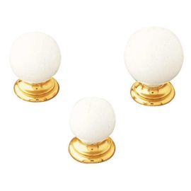 30mm White Knob With Gold Support Rim (Each)