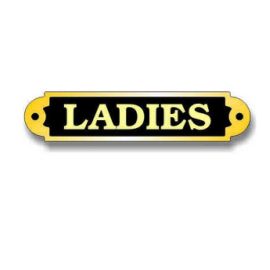 Polished Brass - Ladies - Toilet Sign - 18.5 x 5cm