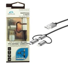 Acqua 3 In One Sync & Charge Type-C Lightning USB Cable