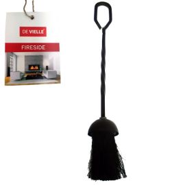De Vielle Fireside Loop Top Long Handled Black Fireplace Brush