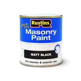 Rustins Quick Dry Masonry Paint - Black Matt 500ml