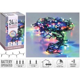 Multi-Colour LED Battery Christmas Lights - 24 Lights