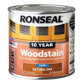 Ronseal Satin 10 Year Woodstain - Natural Oak 250ml