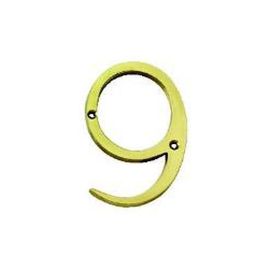 Polished Brass 51mm Face Fixing Numeral - 9