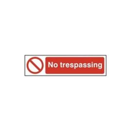Self-Adhesive Red / White No Trespassing Sign - 200x50mm