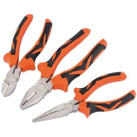 Draper 3 Piece Orange / Black Soft Grip Pliers Set