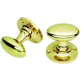 Polished Brass Oval Mortice Knob Furniture (Half Sprung)