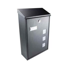 F.F.Group Black Postbox With Windows - 400mm