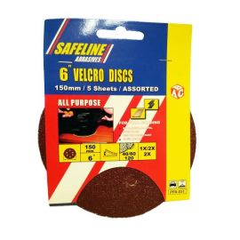 Safeline Abrasives 6" Velcro Discs- 5 Assorted Sheets