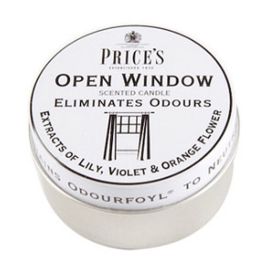 Prices Open Window Scented Candle in A Tin - Lily, Violet & Orange