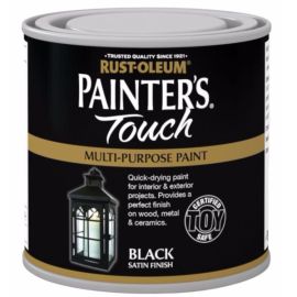 Rust-Oleum Painter's Touch Interior & Exterior Black Satin Multi-Purpose Paint 250ml