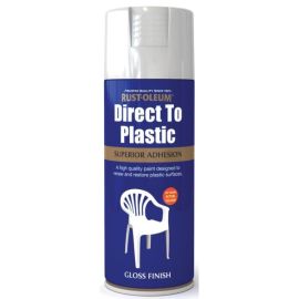 Rust-Oleum Direct To Plastic White Gloss Spray Paint - 400ml