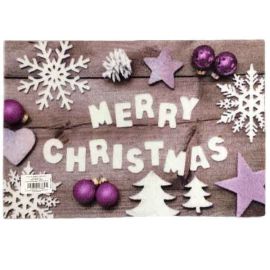 Purple Bauble Decoration Merry Christmas Door Mat - 40 X 60cm
