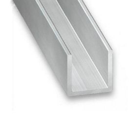 Raw Aluminium U-Shaped Squared Profile - 13mm x 10mm x 1m