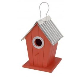 Birdhouse With Coloured Lacquered Wood Finish - Red